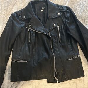 Kut from the Kloth Sleek Black faux Leather Jacket large